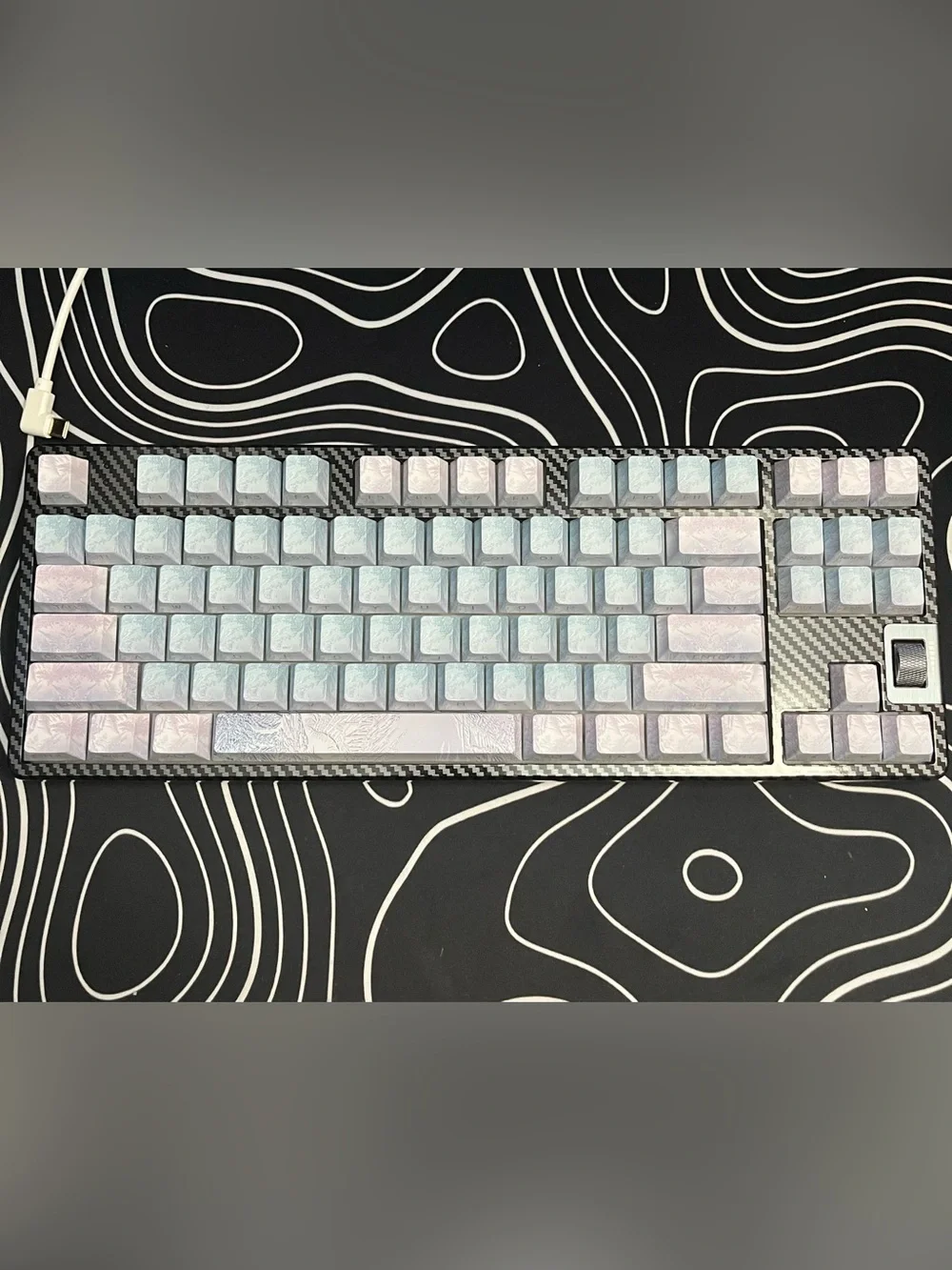 Winter Frozen Custom Mechanical Keyboard Blue/White w/ Clicky Keys